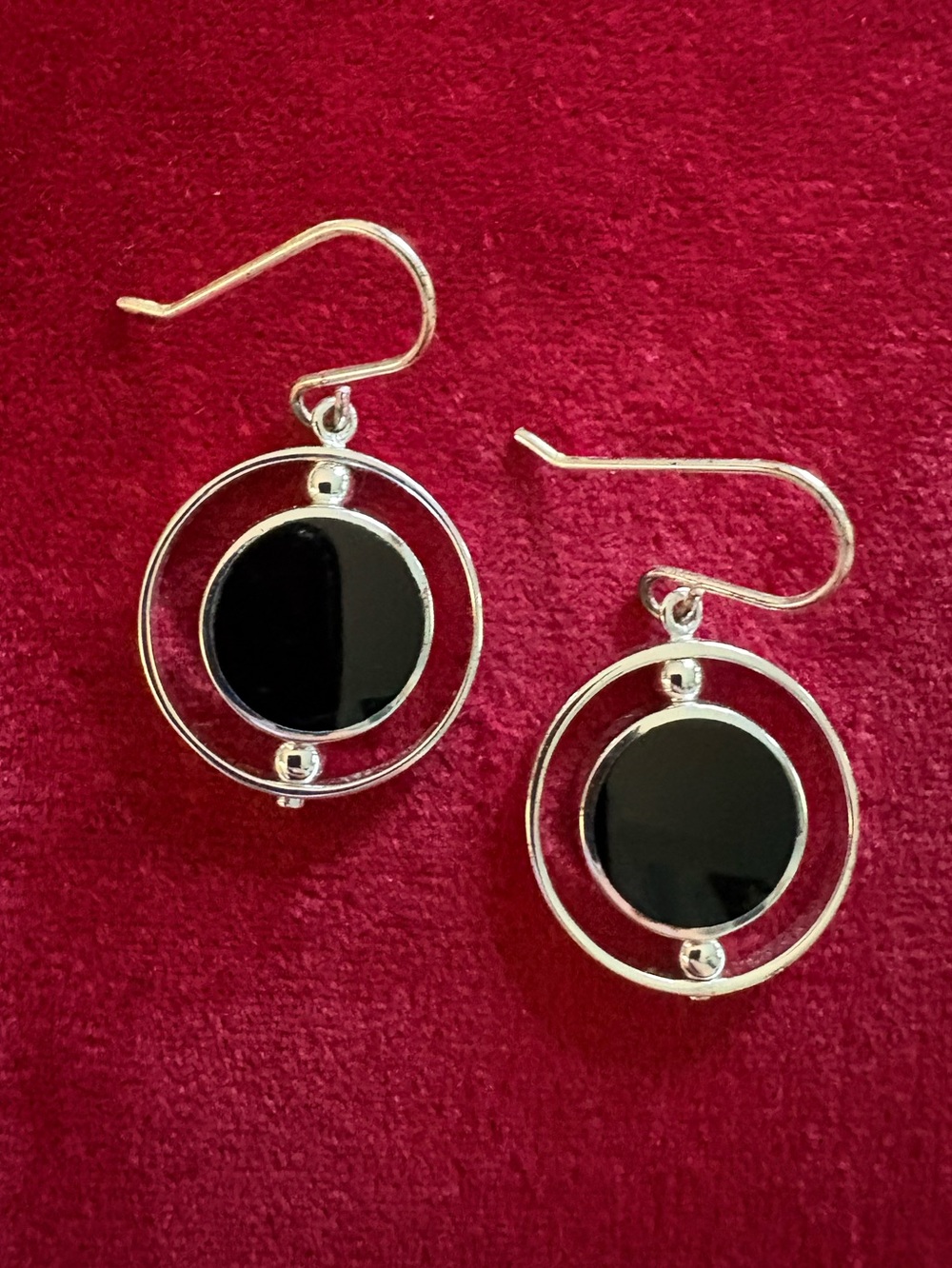 Earrings Sterling Silver Black Onyx Dangle Articulating Chic Elegant